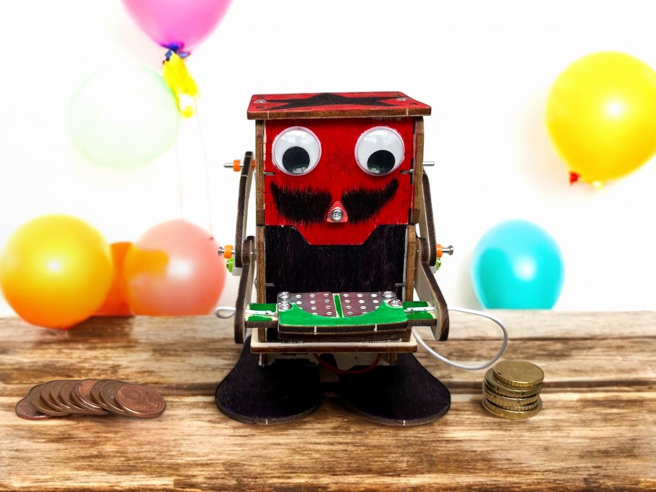 Robot Mangeur de Pièces en Bois à Assembler – Jeu de Construction DIY – Activité Parent-Enfant 🤖💰
