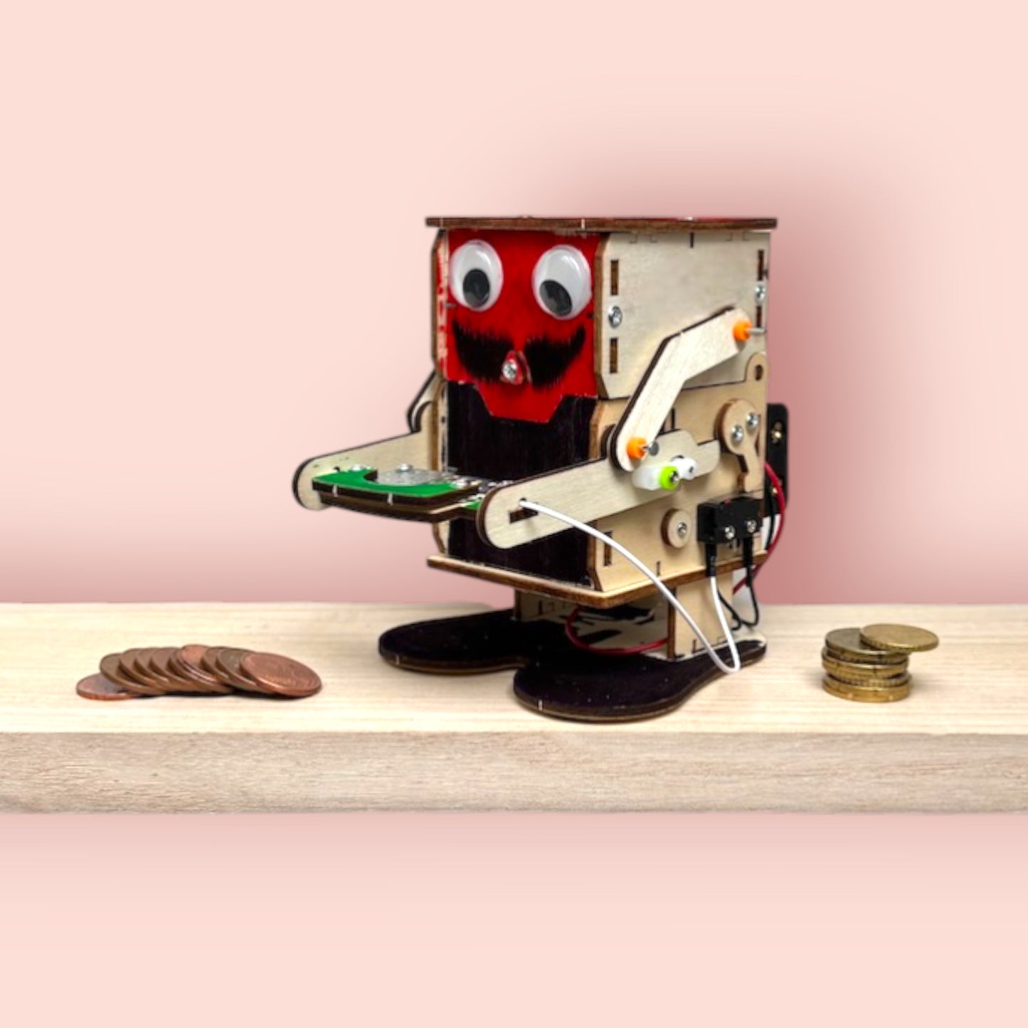 Robot Mangeur de Pièces en Bois à Assembler – Jeu de Construction DIY – Activité Parent-Enfant 🤖💰